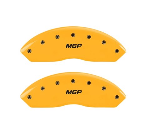 MGP 2 Caliper Covers Engraved Front MGP Yellow Finish Black Char 1998 Chevrolet Express 2500