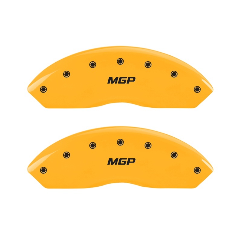 MGP 2 Caliper Covers Engraved Front MGP Yellow Finish Black Char 1998 Chevrolet Express 2500