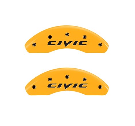 MGP 2 Caliper Covers Engraved Front 2015/Civic Yellow Finish Black Char 2011 Honda Civic