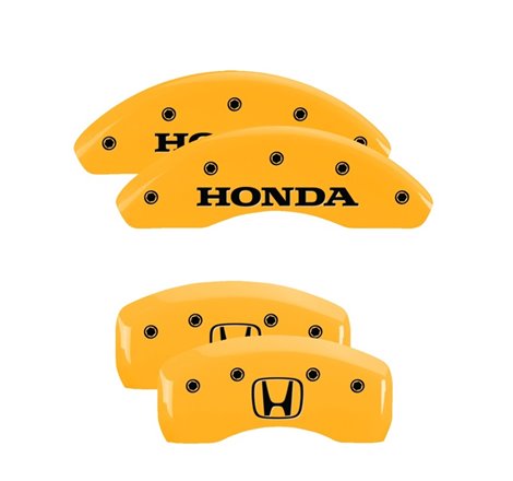 MGP 4 Caliper Covers Engraved Front Honda Rear H Logo Yellow Finish Black Char 2019 Honda CR-V