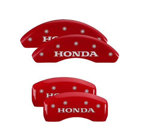 MGP 4 Caliper Covers Engraved Front & Rear Honda Red Finish Silver Char 2017 Honda CR-V