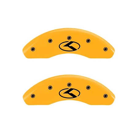 MGP 2 Caliper Covers Engraved Front Circle K/Kia Yellow Finish Black Char 2018 Kia Rio