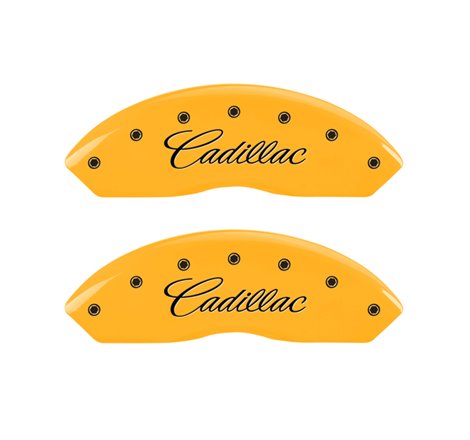 MGP 4 Caliper Covers Engraved Front Cadillac Rear SRX Yellow Finish Black Char 2006 Cadillac SRX