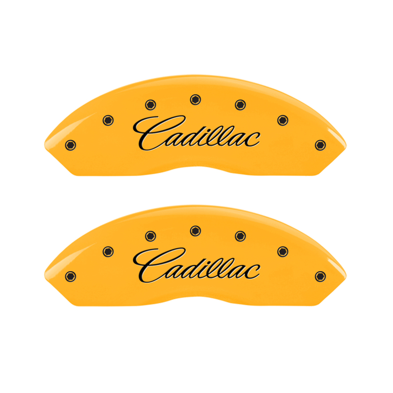 MGP 4 Caliper Covers Engraved Front Cadillac Rear SRX Yellow Finish Black Char 2006 Cadillac SRX