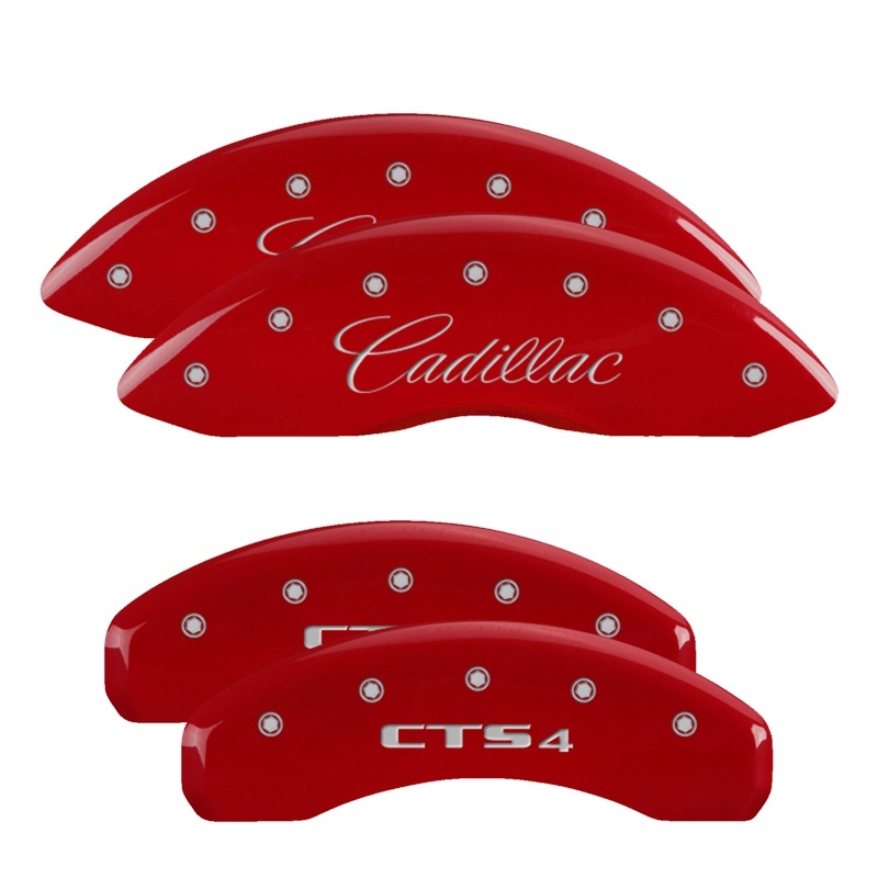 MGP 4 Caliper Covers Engraved Front Cadillac Rear CTS4 Red Finish Silver Char 2015 Cadillac CTS