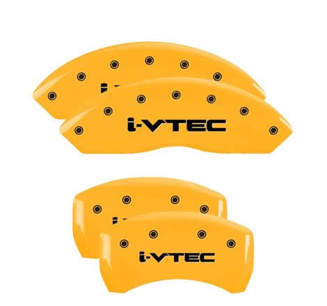 MGP 4 Caliper Covers Engraved Front & Rear I-Vtec Yellow Finish Black Char 2019 Acura RDX