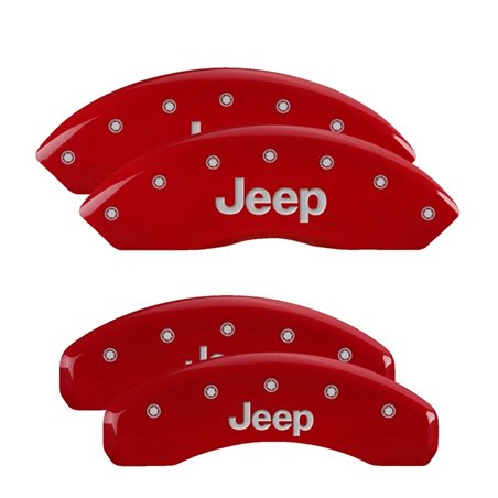 MGP 4 Caliper Covers Engraved Front & Rear Jeep Red Finish Silver Char 2019 Jeep Wrangler