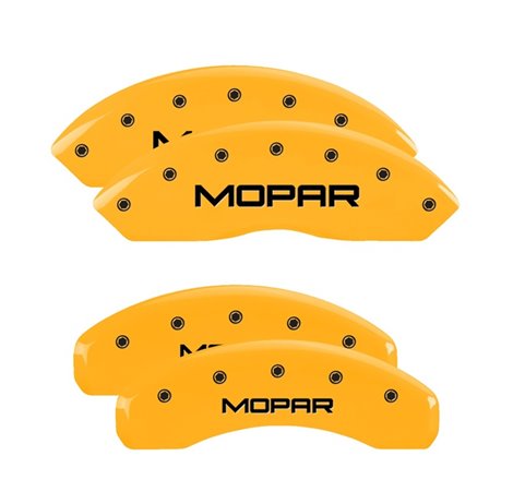 MGP 4 Caliper Covers Engraved Front & Rear Mopar Yellow Finish Black Char 2018 Jeep Wrangler