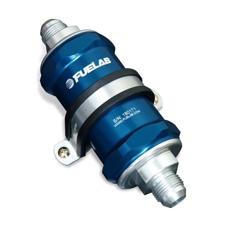 Fuelab 818 In-Line Fuel Filter Standard -12AN In/Out 6 Micron Fiberglass - Blue