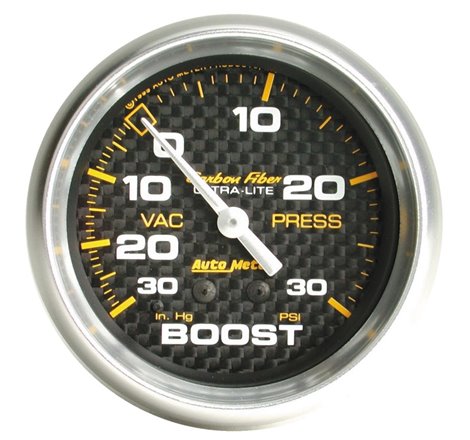 Autometer Carbon Fiber 52mm 30 PSI Mechanical Boost Gauge