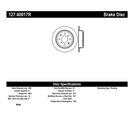 StopTech 90-96 Acura Integra / 97-01 Integra (Exc. Type R) Slotted & Drilled Right Rear Rotor