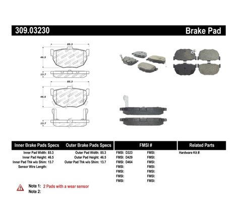 StopTech Performance Hyundai Elantra/Tiburon / Kia Spectra / Nissan Maxima/Stanza Rear Brake Pads