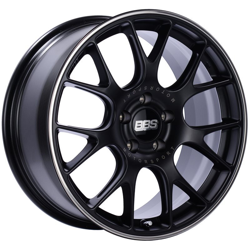 BBS CH-R 18x8.5 5x112 ET47 Satin Black Polished Rim Protector Wheel -82mm PFS/Clip Required