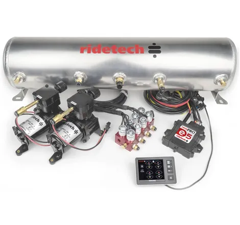 Ridetech RidePro E5 Air Ride Suspension Control System 5 Gallon Dual Compressor 1/4in Valves