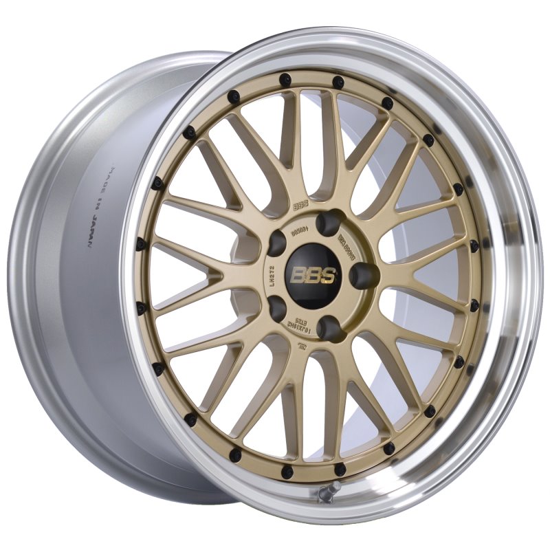 BBS LM 19x10 5x120 ET25 Gold Center Polished Lip Wheel -82mm PFS/Clip Required