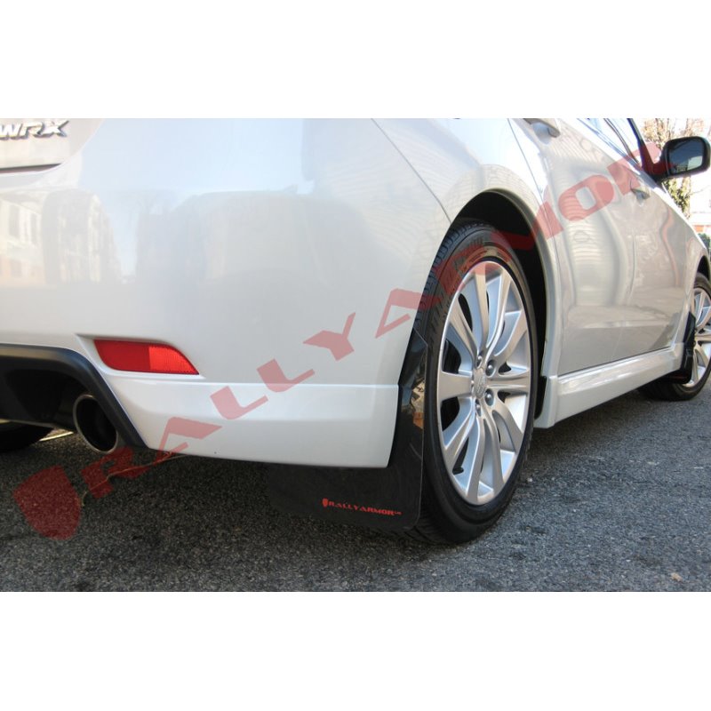 Rally Armor 08-10 Subaru WRX (Hatch & Sedan) / 08-11 Impreza 2.5i Black UR Mud Flap w/ Red Logo