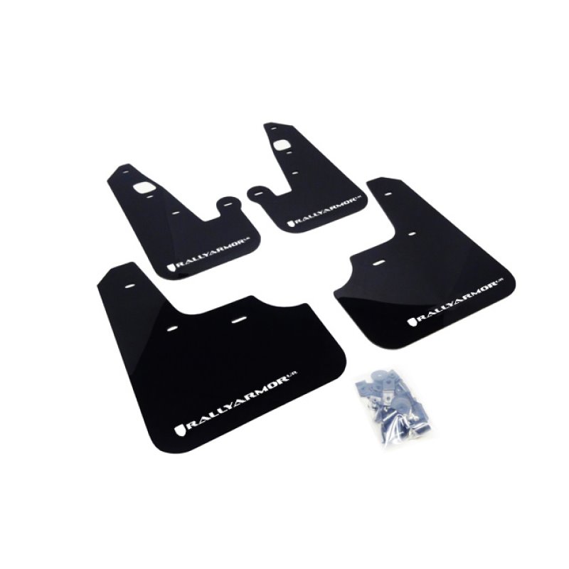 Rally Armor 07-17 Mitsubishi Lancer Black UR Mud Flap w/ White Logo