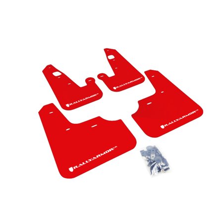 Rally Armor 07-17 Mitsubishi Lancer Red UR Mud Flap w/ White Logo