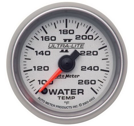 Autometer Ultra-Lite II 52mm 100-260 Deg F Full Sweep Electric Water Temperature Gauge