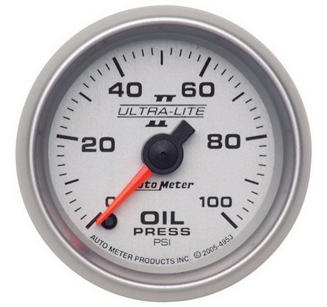 Autometer Ultra-Lite II 52mm 0-100 psi Full Sweep Electric Oil Pressure Gauge