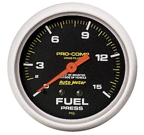 Autometer Liquid Filled Mechanical 66.7mm 0-15 PSI Fuel Pressure Gauge