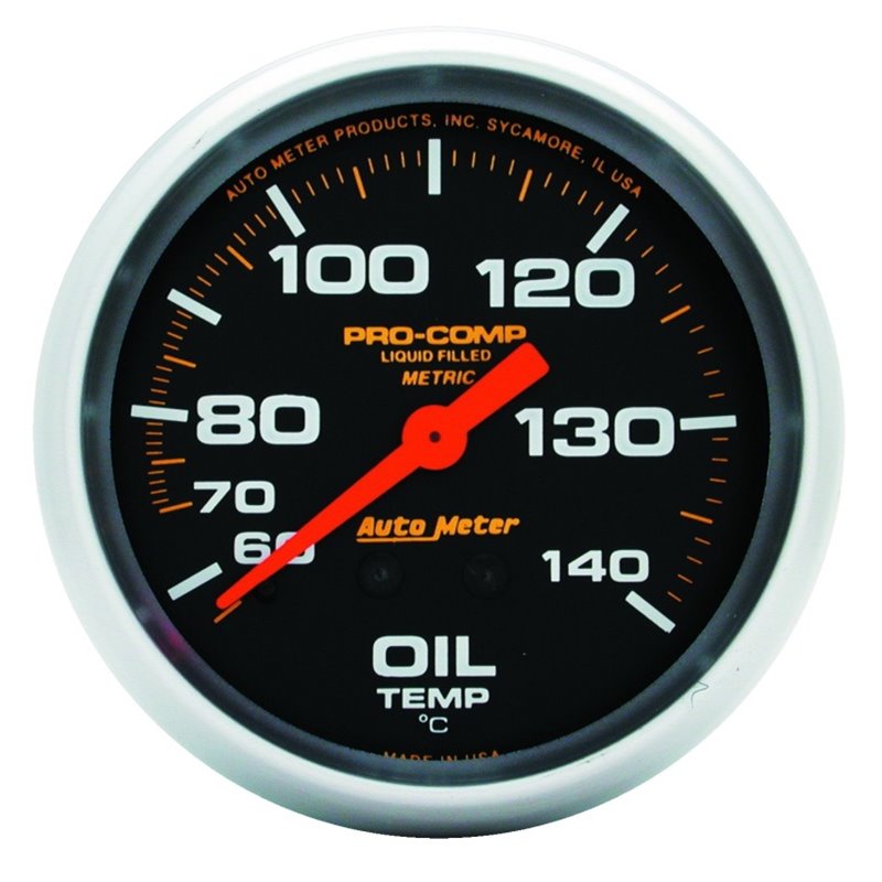 Autometer Liquid Filled Mechanical 66.7mm 140-280 deg F Oil Termperature Gauge Includes 6 ft Tubing