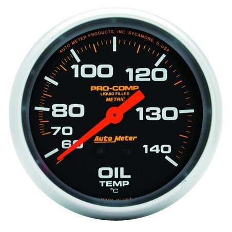 Autometer Liquid Filled Mechanical 66.7mm 140-280 deg F Oil Termperature Gauge Includes 6 ft Tubing