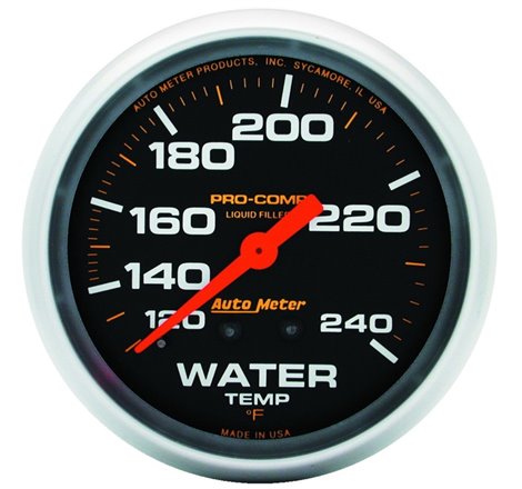 Autometer Liquid Filled Mechanical 66.7mm 120-240 deg F Water Termperature Gauge Includes 6in Tubing