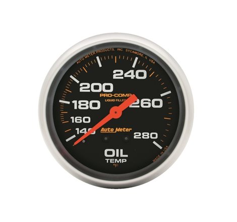 Autometer Liquid Filled Mechanical 66.7mm 140-280 deg F Oil Termperature Gauge Includes 12 ft Tubing