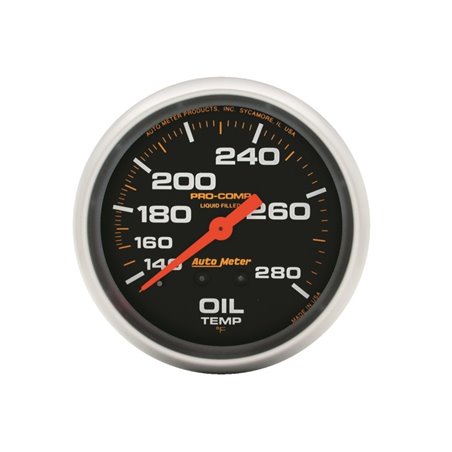 Autometer Liquid Filled Mechanical 66.7mm 140-280 deg F Oil Termperature Gauge Includes 12 ft Tubing