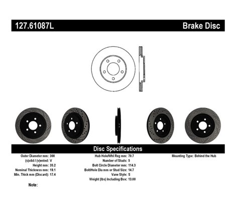 StopTech 05-10 Ford Mustang Slotted & Drilled Left Rear Rotor