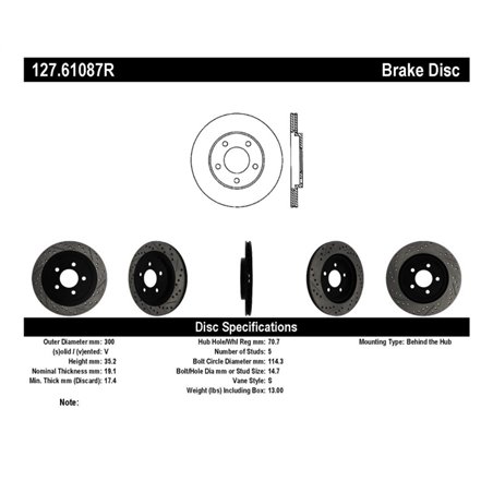 StopTech 05-10 Ford Mustang Slotted & Drilled Right Rear Rotor