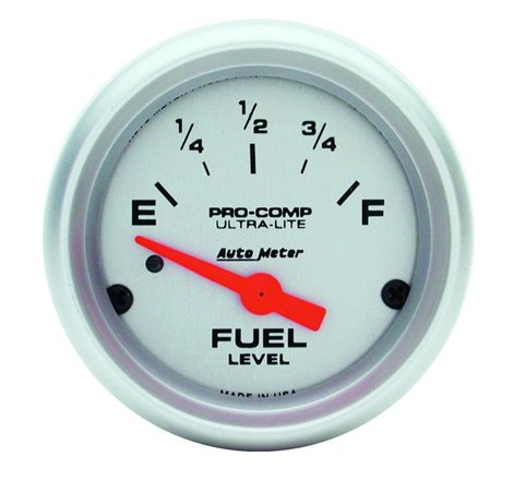 Autometer Ultra-Lite 52mm 0 OHMS Empty/90 OHMS Full Short Sweep Electronic Fuel Level Gauge