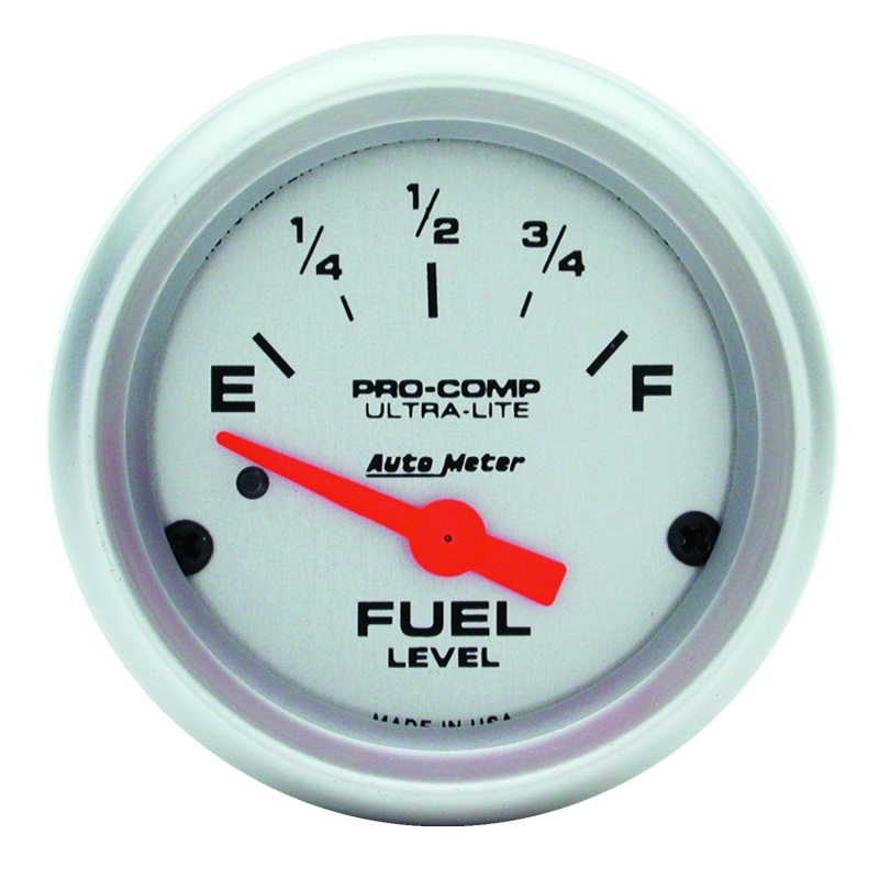 Autometer Ultra-Lite 52mm 0 OHMS Empty/90 OHMS Full Short Sweep Electronic Fuel Level Gauge