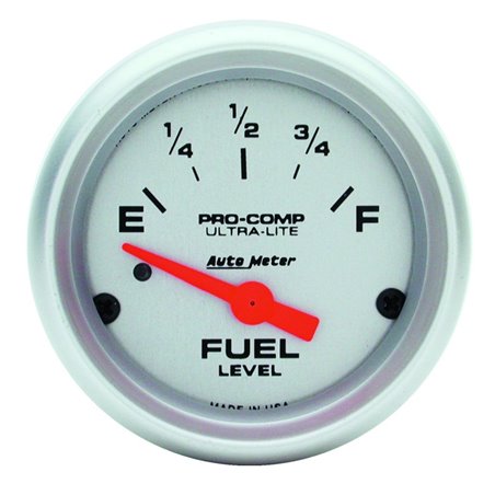 Autometer Ultra-Lite 52mm 0 OHMS Empty/90 OHMS Full Short Sweep Electronic Fuel Level Gauge