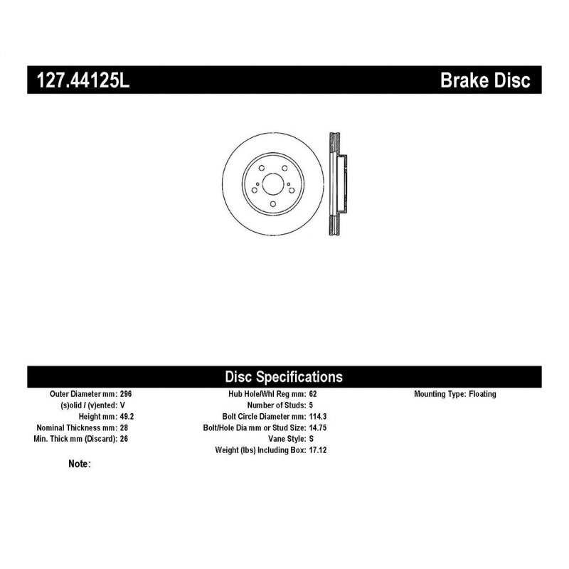 StopTech 02 Lexus ES 250/300/330/350 / 05-07 Toyota Avalon Slotted & Drilled Left Front Rotor