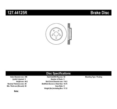 StopTech 02 Lexus ES 250/300/330/350 / 05-07 Toyota Avalon Slotted & Drilled Right Front Rotor