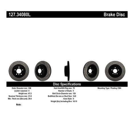 StopTech 06 BMW 330 / 07-09 BMW 335 Slotted & Drilled Left Rear Rotor