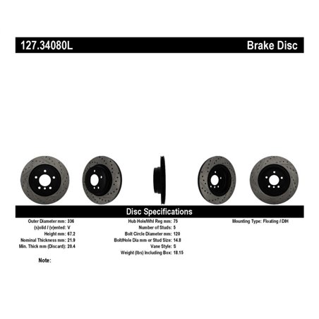 StopTech 06 BMW 330 / 07-09 BMW 335 Slotted & Drilled Left Rear Rotor