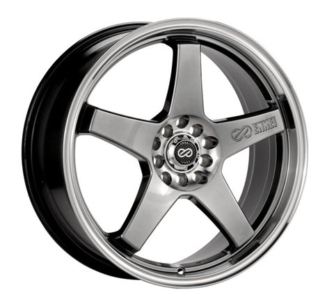 Enkei EV5 17x7 4x100/114.3 38mm Offset 72.6 Bolt Diameter Hyper Black w/ Machined Lip Wheel