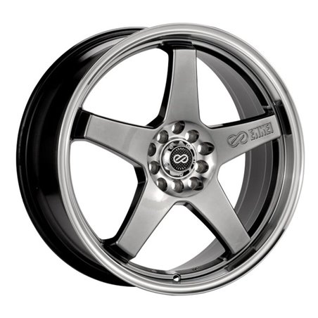 Enkei EV5 17x7 4x100/114.3 38mm Offset 72.6 Bolt Diameter Hyper Black w/ Machined Lip Wheel