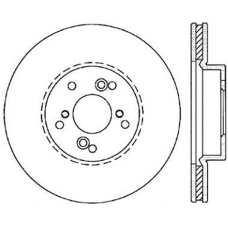 StopTech Power Slot 99-08 Acura TL (STD Caliber) / 01-03 CL / 04-10 TSX Front Right Slotted Rotor