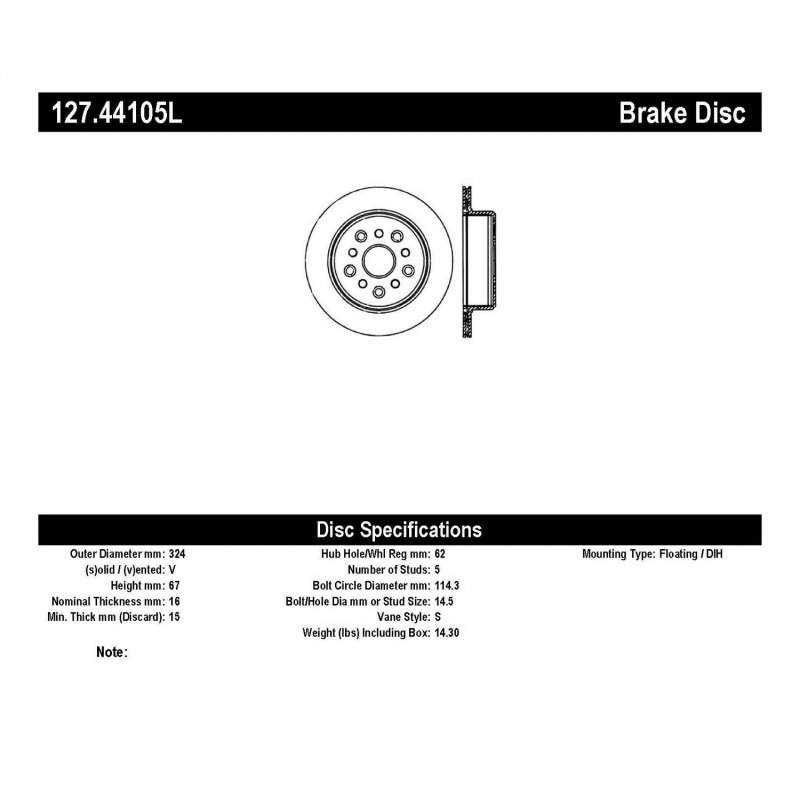 StopTech 5/93-98 Toyota Supra Left Rear Slotted & Drilled Rotor