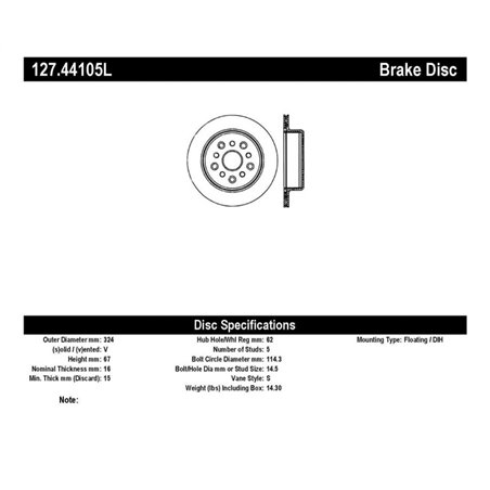 StopTech 5/93-98 Toyota Supra Left Rear Slotted & Drilled Rotor