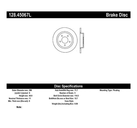 StopTech 04-10 Mazda3 Drilled Left Rear Rotor