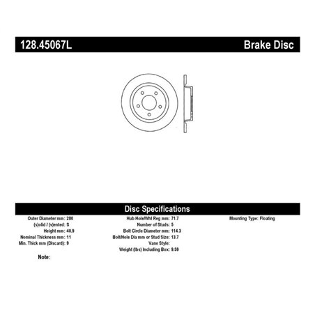 StopTech 04-10 Mazda3 Drilled Left Rear Rotor