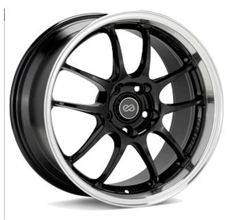 Enkei PF01SS 17x8 5x114.3 50mm Offset 75mm Bore Diameter Gloss Black w/ Machined Lip