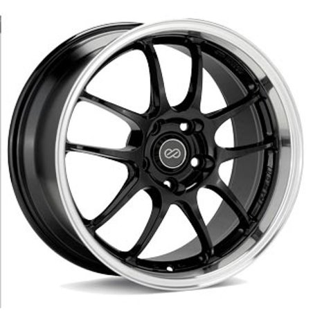 Enkei PF01SS 17x8 5x114.3 50mm Offset 75mm Bore Diameter Gloss Black w/ Machined Lip