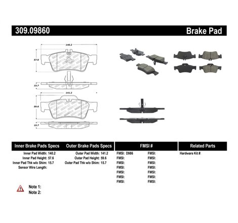 StopTech Performance Mercedes Benz Rear Brake Pads