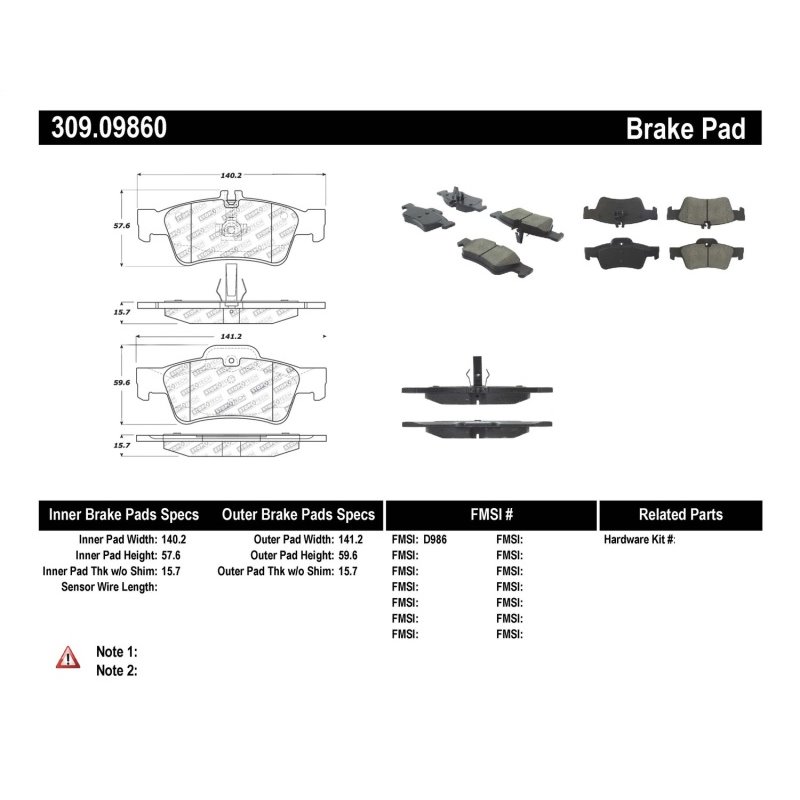 StopTech Performance Mercedes Benz Rear Brake Pads